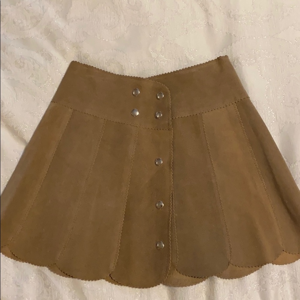 Vintage 70s suede button front mini skirt
